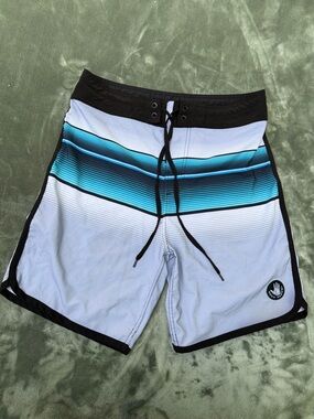 Body Glove Men's Teal Blue Gradient Stripe Board Shorts